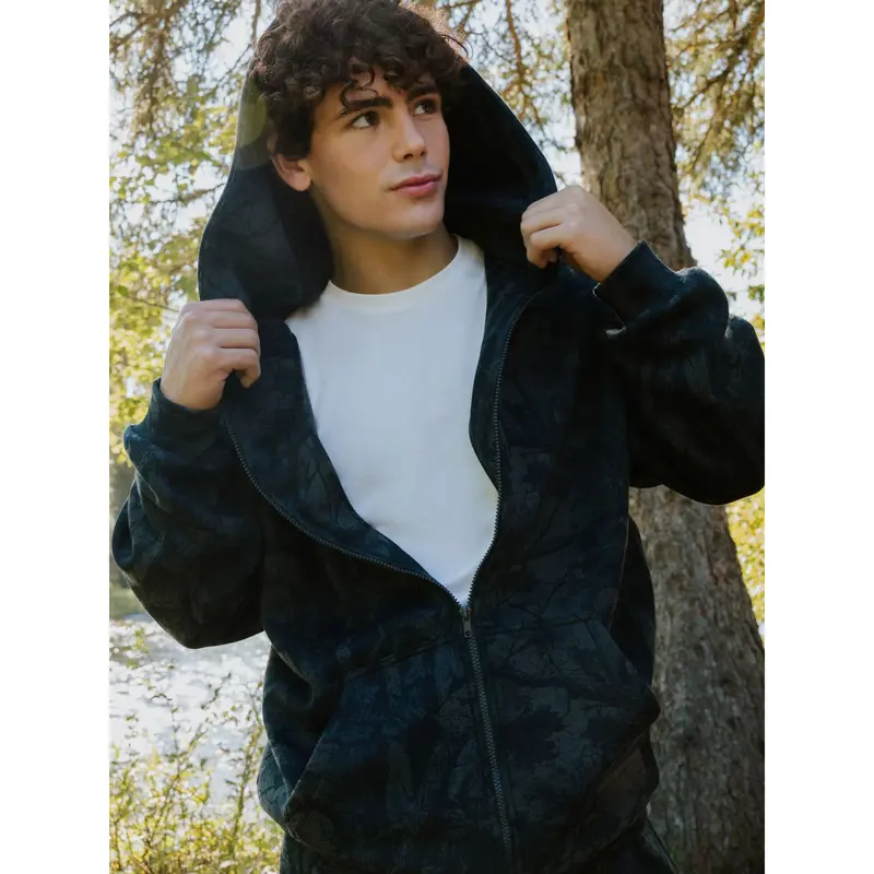 Camo Zip Hoodie Mega Full Zip Soft Fleece