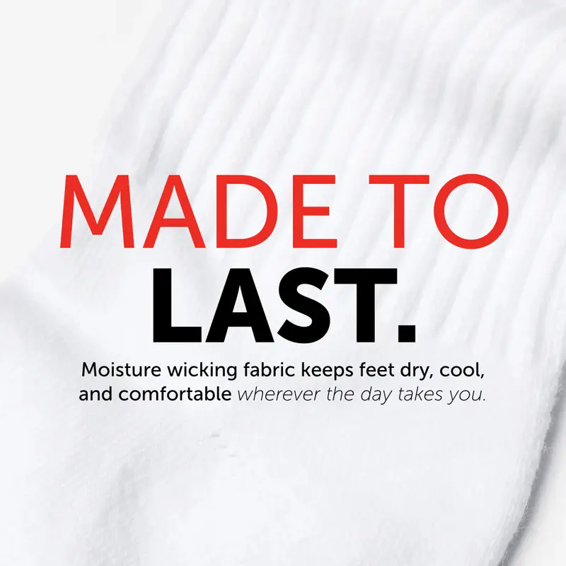 Hanes Crew Socks Black 6-Pack Unisex Cushioned
