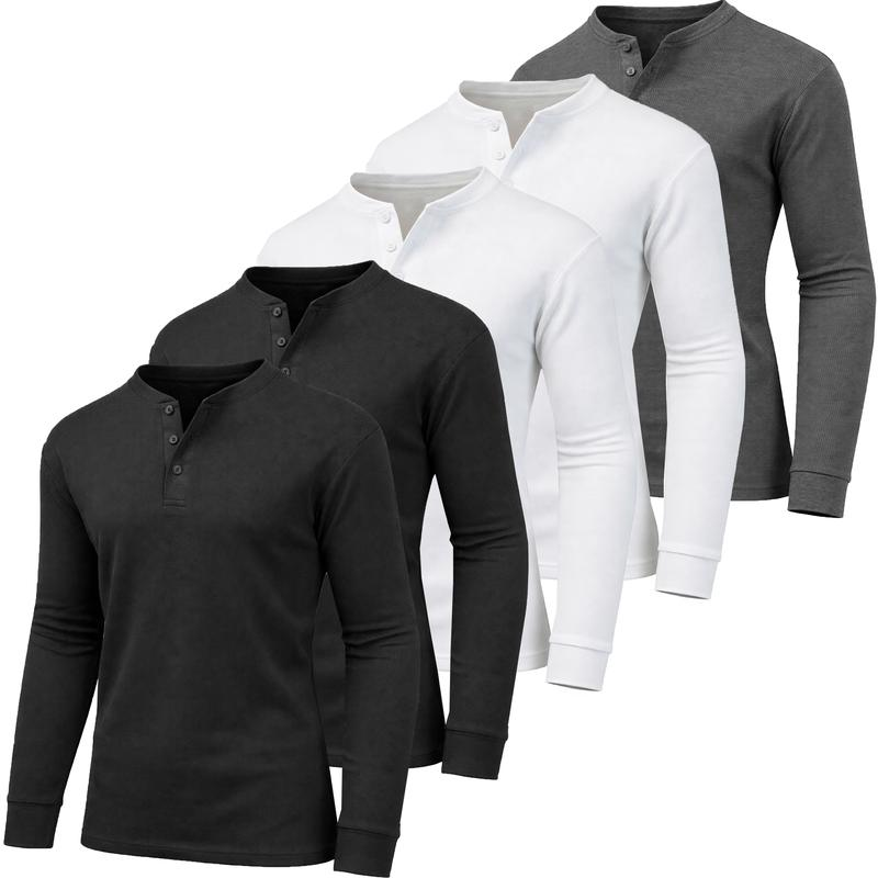5-Pack Men's Waffle-Knit Thermal Shirts