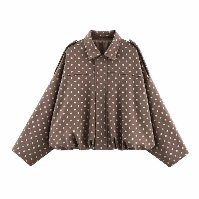 Women's Winter Vintage Collared Zipper Jacket - Oversized Outerwear for Ladies