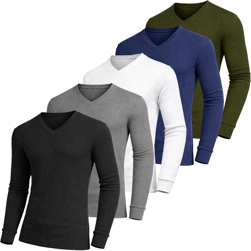 5-Pack Men's Waffle-Knit Thermal Shirts