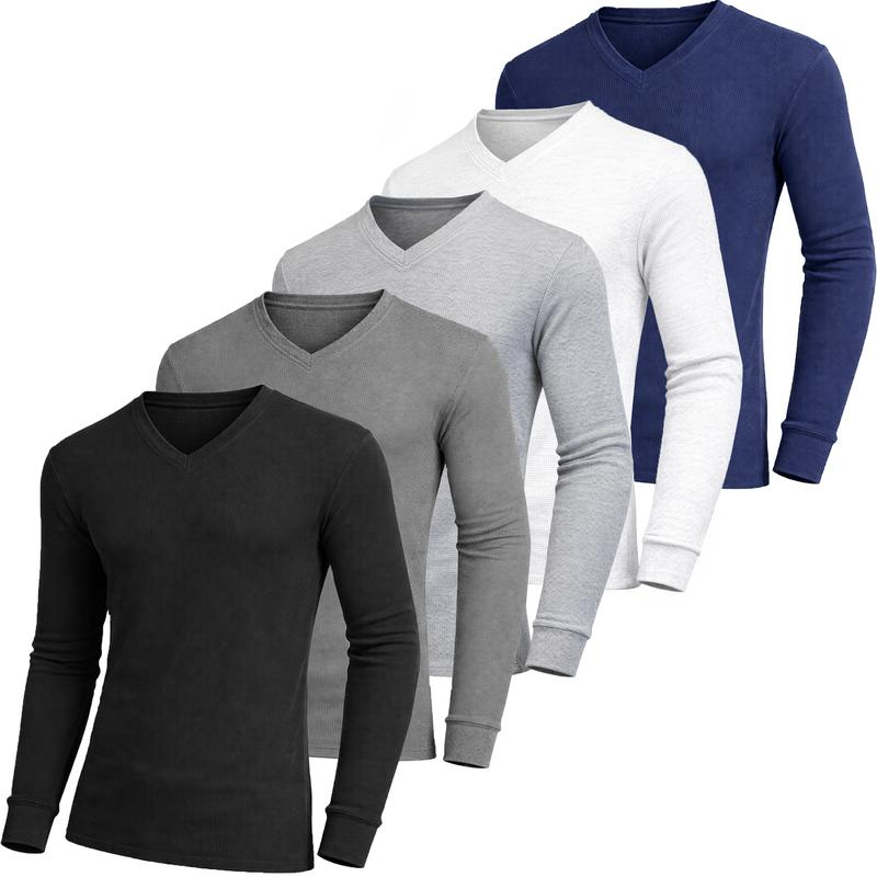 5-Pack Men's Waffle-Knit Thermal Shirts