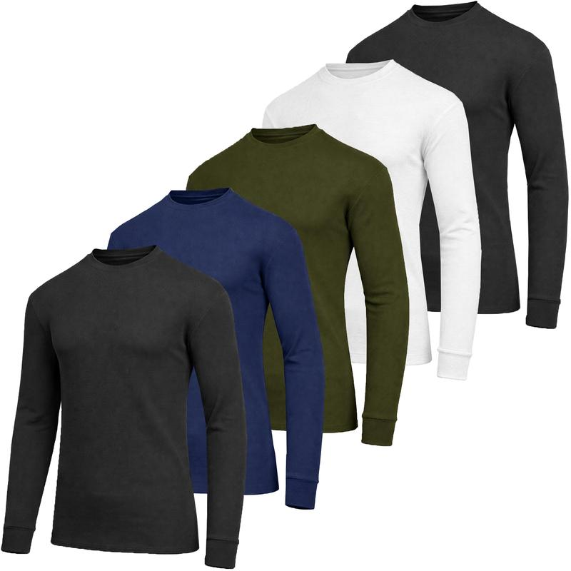 5-Pack Men's Waffle-Knit Thermal Shirts