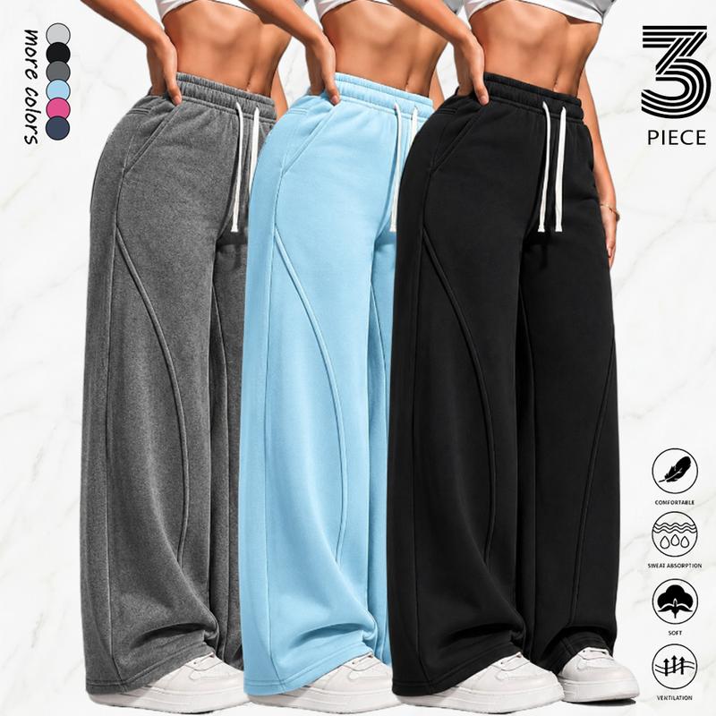Women's 3PCS Lightweight Sweatpants, Polyester