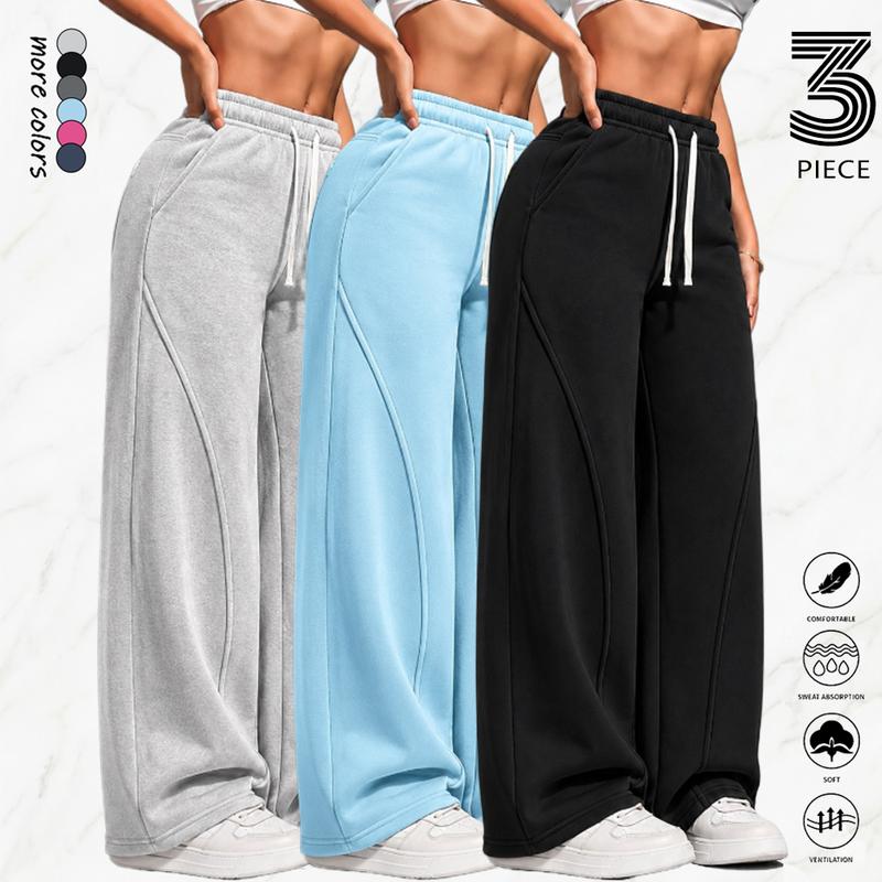 Women's 3PCS Lightweight Sweatpants, Polyester