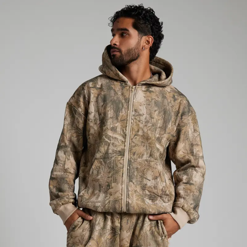 Camo Zip Hoodie Mega Full Zip Soft Fleece