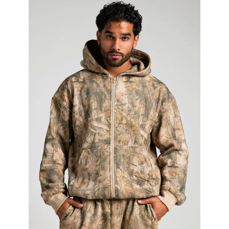 Camo Zip Hoodie Mega Full Zip Soft Fleece