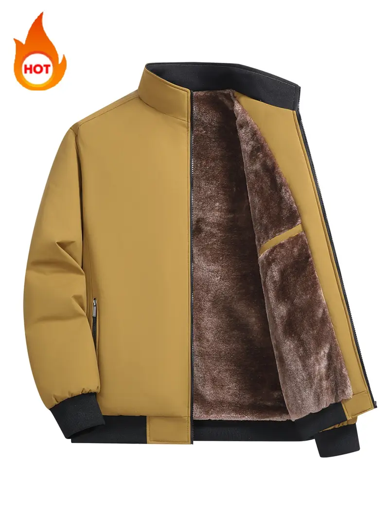 Men's Thick Thermal Lined Fleece Zip Up Jacket - Casual Short Outerwear