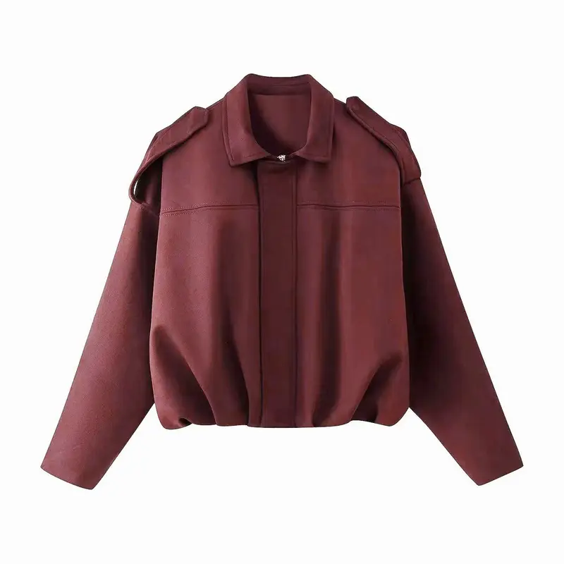 Women's Winter Vintage Collared Zipper Jacket - Oversized Outerwear for Ladies