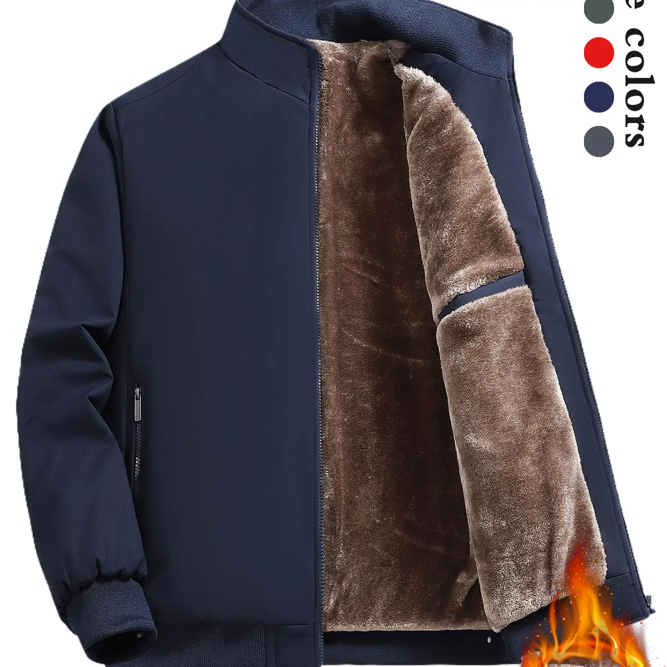 Men's Thick Thermal Lined Fleece Zip Up Jacket - Casual Short Outerwear