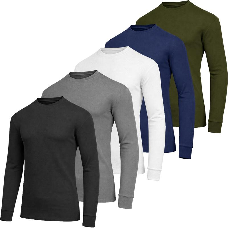 5-Pack Men's Waffle-Knit Thermal Shirts