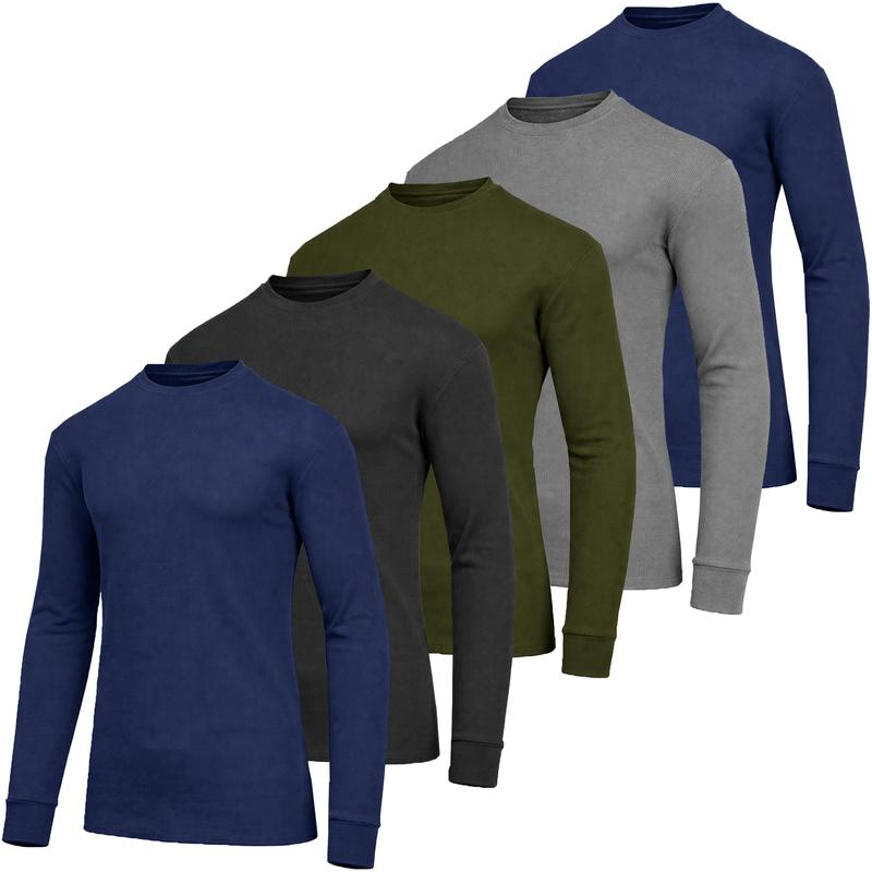 5-Pack Men's Waffle-Knit Thermal Shirts