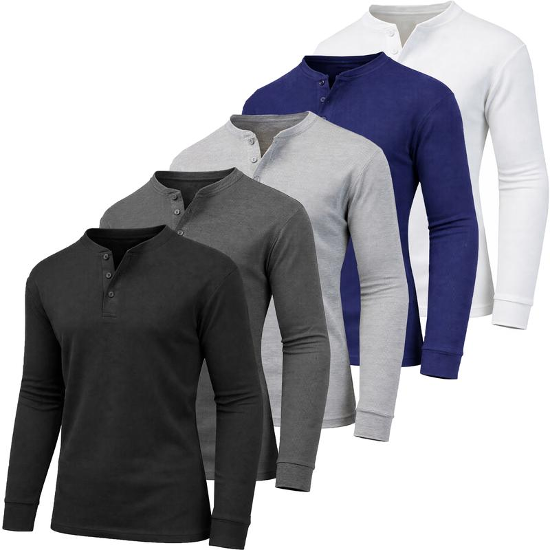 5-Pack Men's Waffle-Knit Thermal Shirts