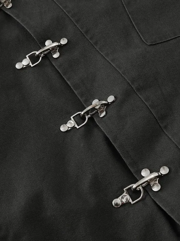Aelfric Eden Metal Button Boxy Jacket Black Long Sleeve Stand Collar Slant Placket Unisex Fashion Street Jacket Retro Y2K,clothes for back to school,first day of school outfits