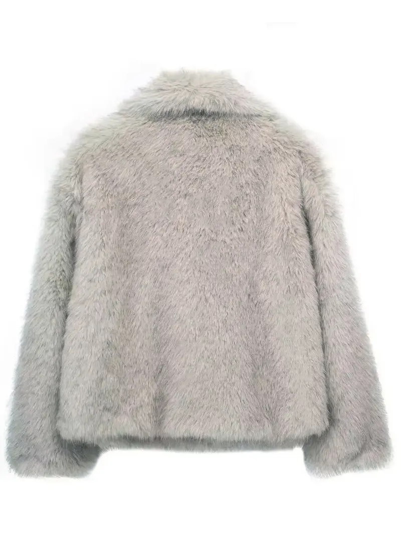 Long sleeves full arm coverage faux fur fuzzy jacket ideal for chilly days plush fabric shoulder to wrist warmth