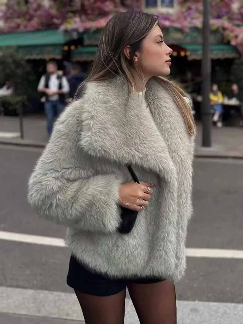 Warmth retention faux fur jacket designed to keep you cozy during fall and winter seasons thick fur traps body heat