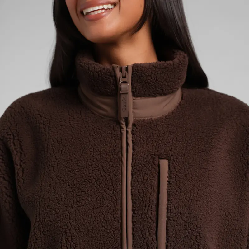 Teddy Full Zip Jacket| Plush High-Pile Jacket With Mock Neck & Full Zip