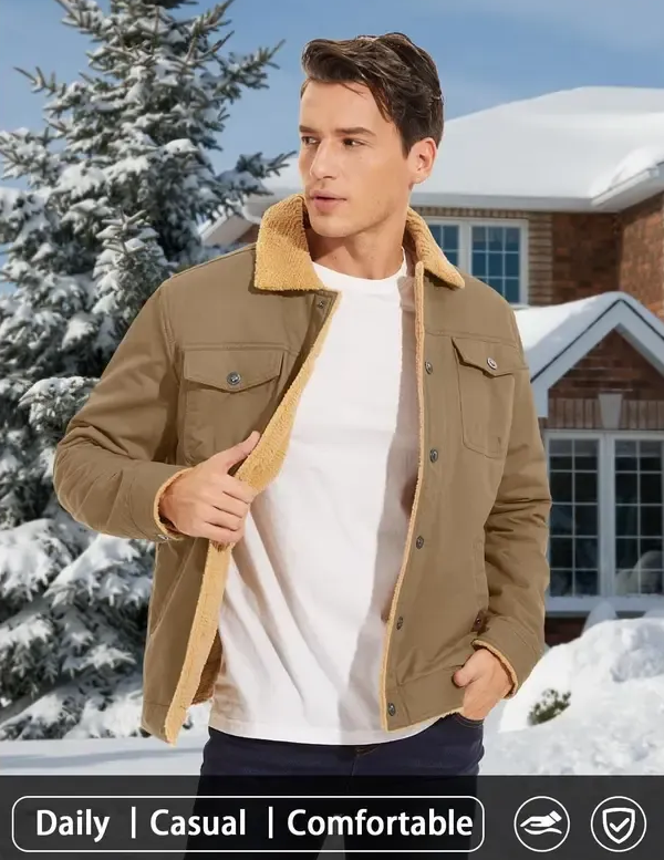 Daily casual winter coat classic trucker jacket design soft lining everyday wear easily matches tees jeans