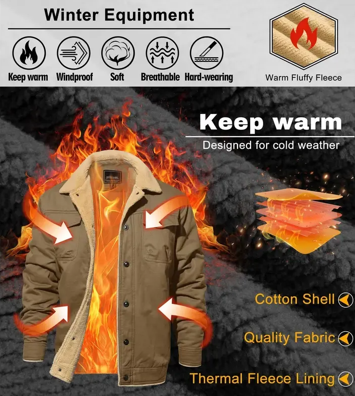 Multi layer warm design cotton outer shell thick thermal lining warm soft breathable durable cold days