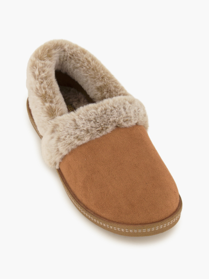 Skechers COZY CAMPFIRE Plüsch-Hausschuh – Cognac