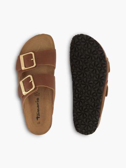 Tamaris Tieffussbett-Pantolette – Cognac – Cognac