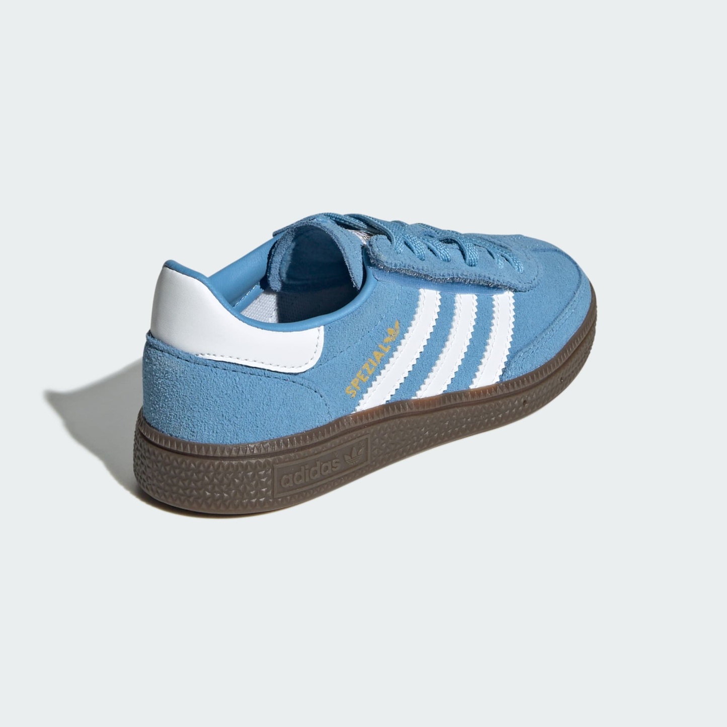 Handball Spezial Kids Schuh, Komfortverschluss, elastische Schnürsenkel – Light Blue / Cloud White / Gum – JQ6381