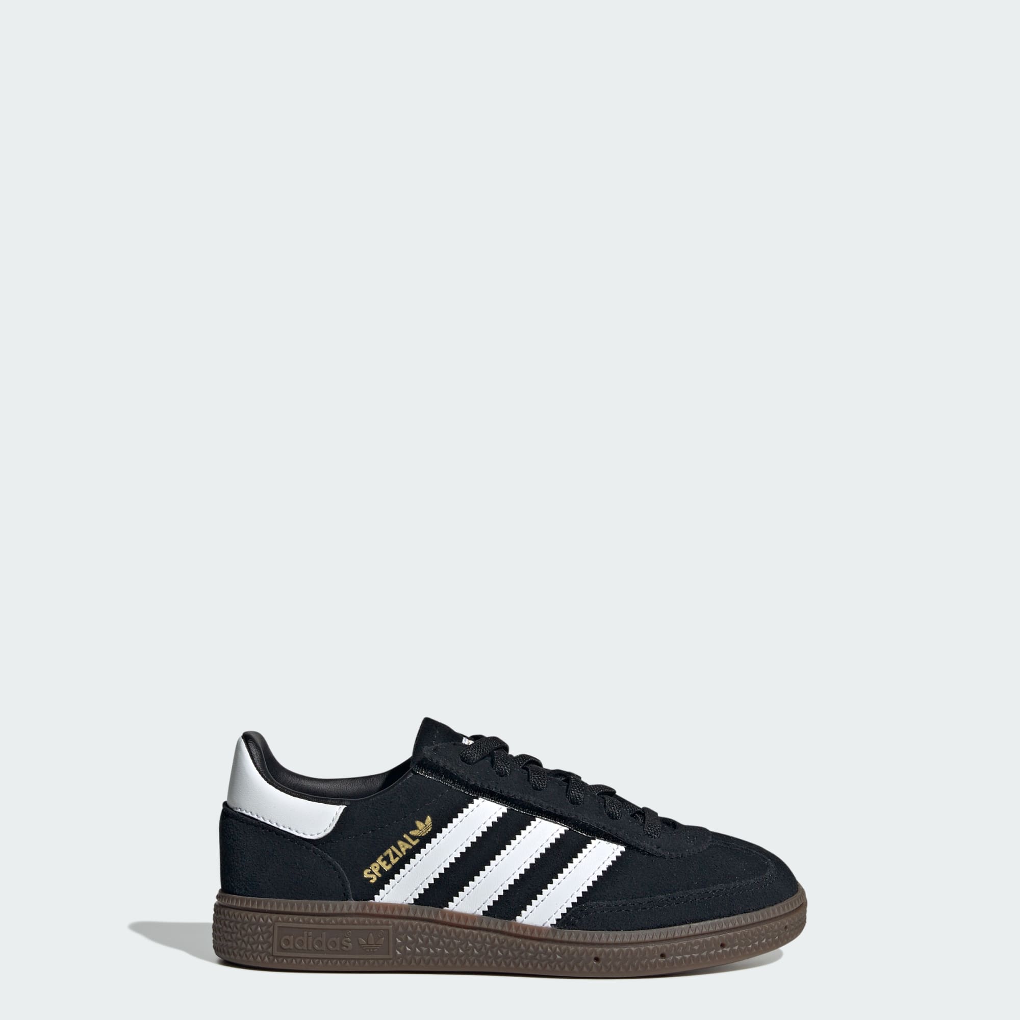 Handball Spezial Kids Schuh, Komfortverschluss, elastische Schnürsenkel – Core Black / Cloud White / Gum – JQ6382