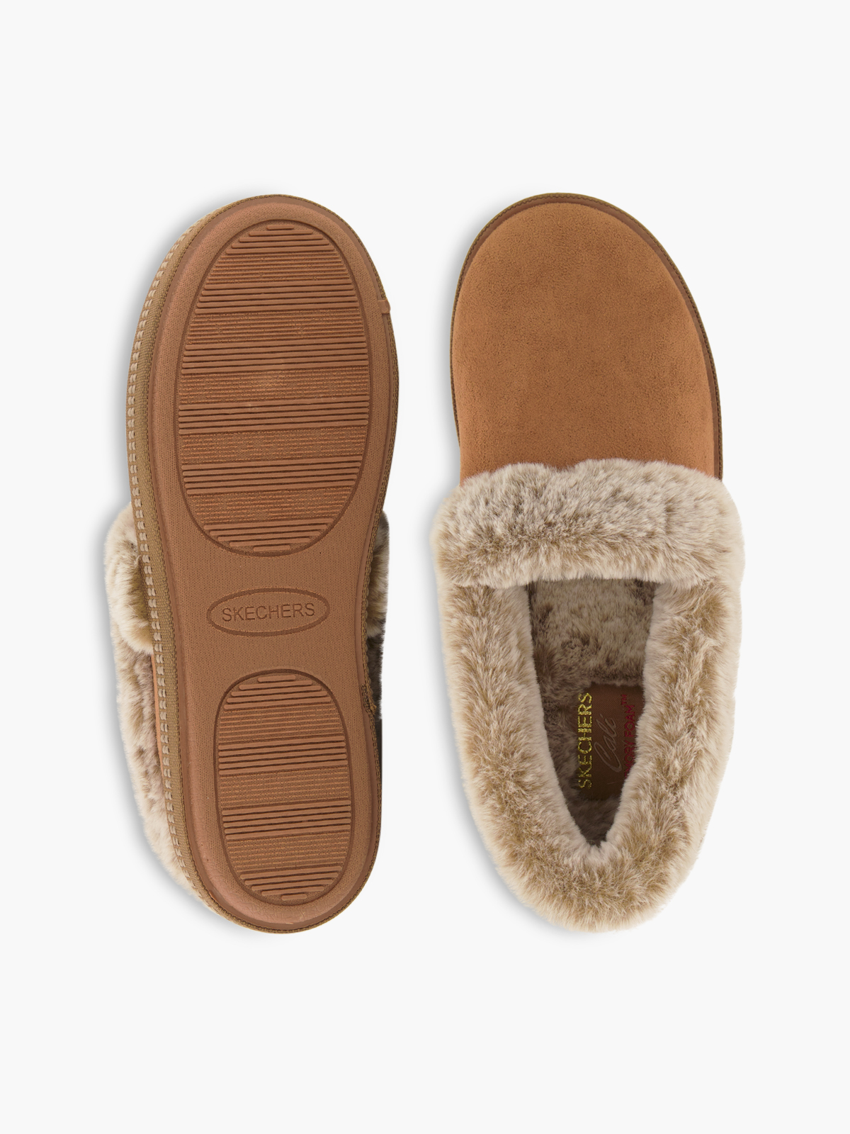 Skechers COZY CAMPFIRE Plüsch-Hausschuh – Cognac