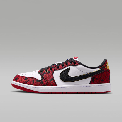 Air Jordan 1 Retro Low OG "Garden" Schuh (Herren) – Schwarz/Summit White/Laser Fuchsia/Varsity Red