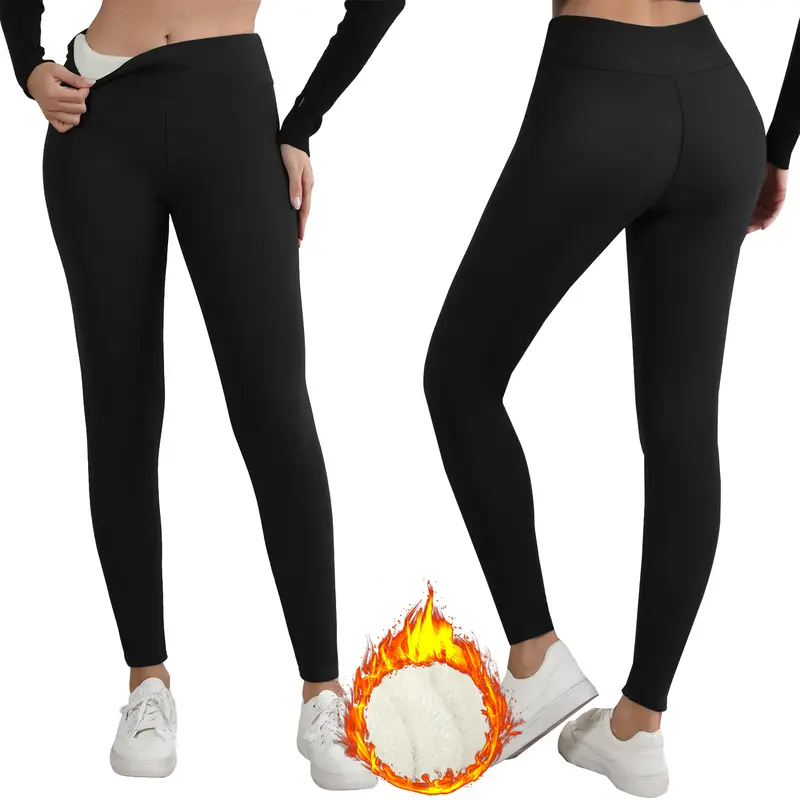 3PCS Winter Warm Fleece Lined Leggings High Waist Women Workout Wear for Yoga Riding Casual Wear in Red Black & Gray