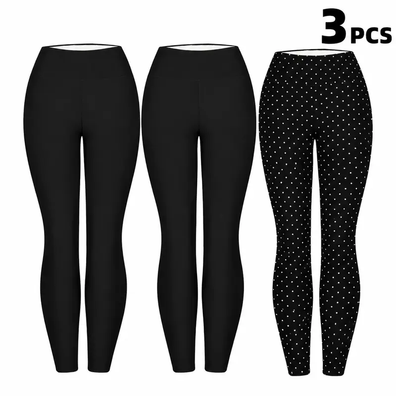 3PCS Winter Warm Fleece Lined Leggings High Waist Women Workout Wear for Yoga Riding Casual Wear in Red Black & Gray