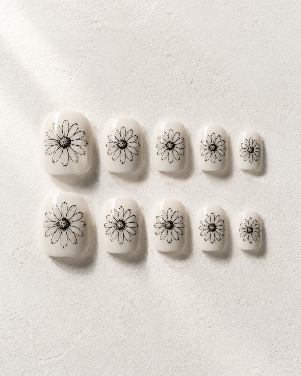Ink Daisy hand-painted press-on nail set