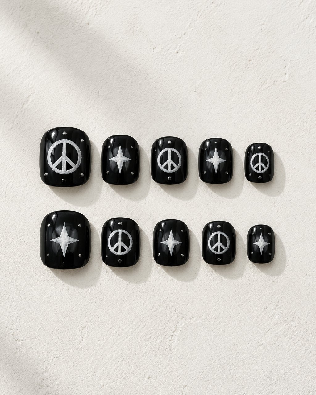 Peace Star hand-painted press-on nail set