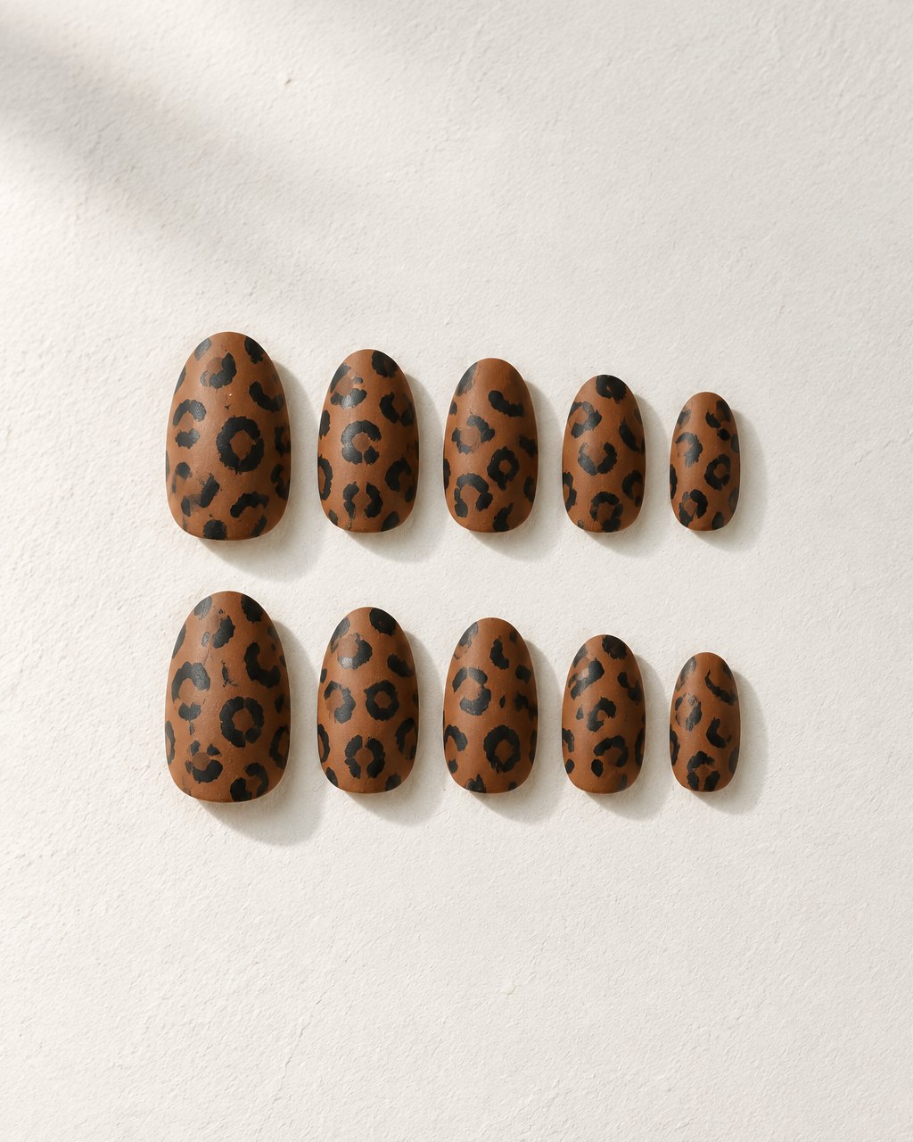 Rust Leopard hand-painted press-on nail set