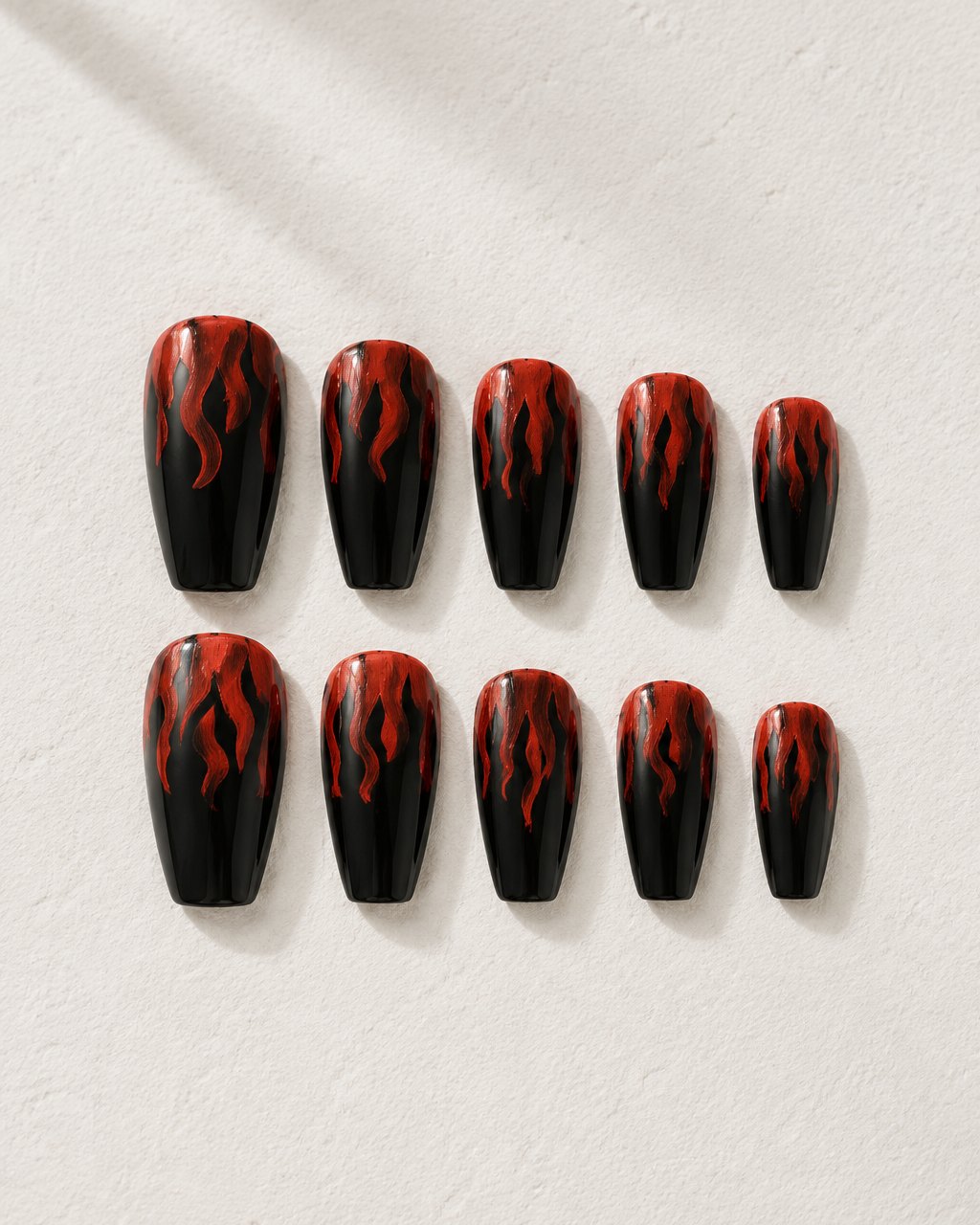 Ember Flame hand-painted press-on nail set