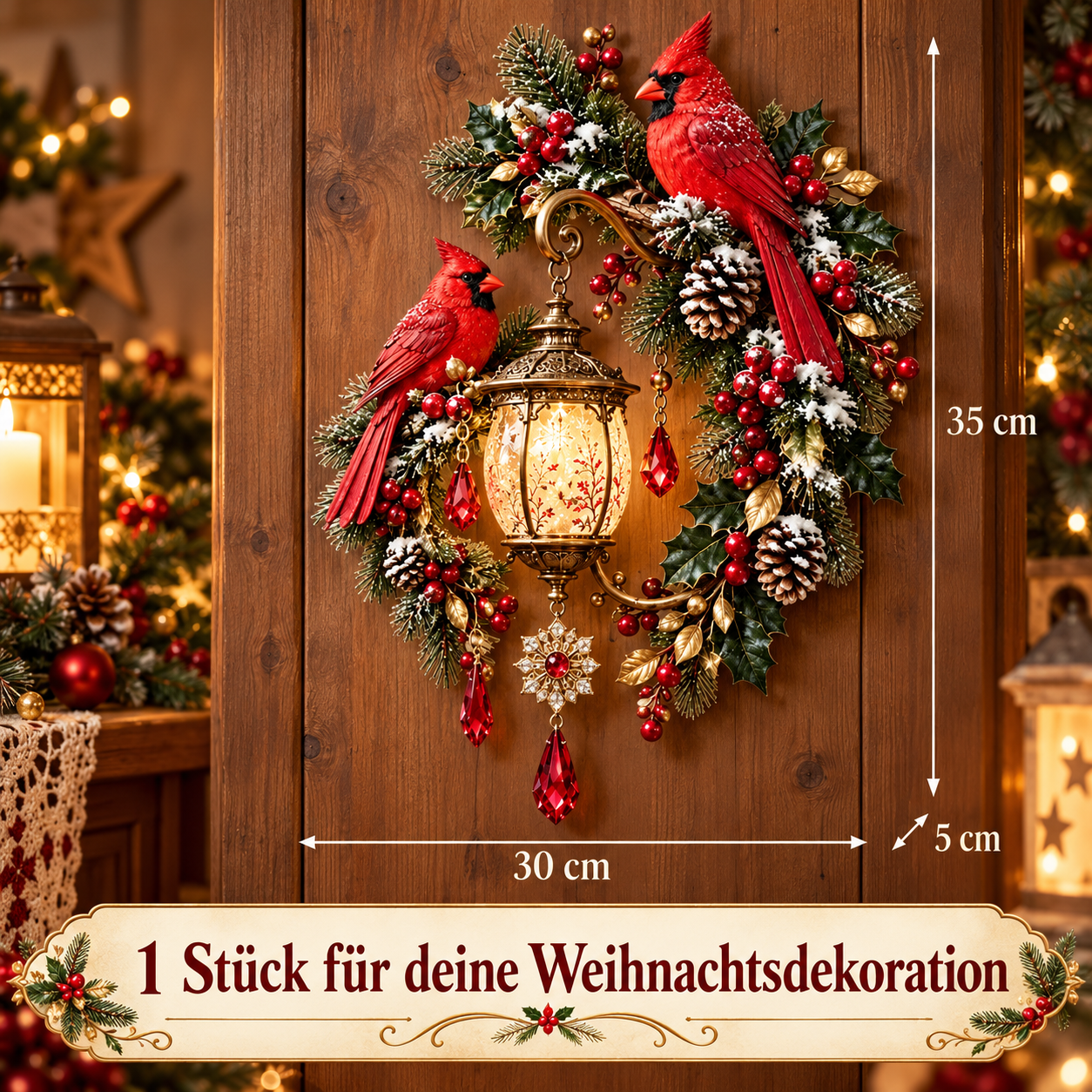 Eine vollständige Weihnachts-Wanddekoration, Maße 35 × 30 × 5 cm
