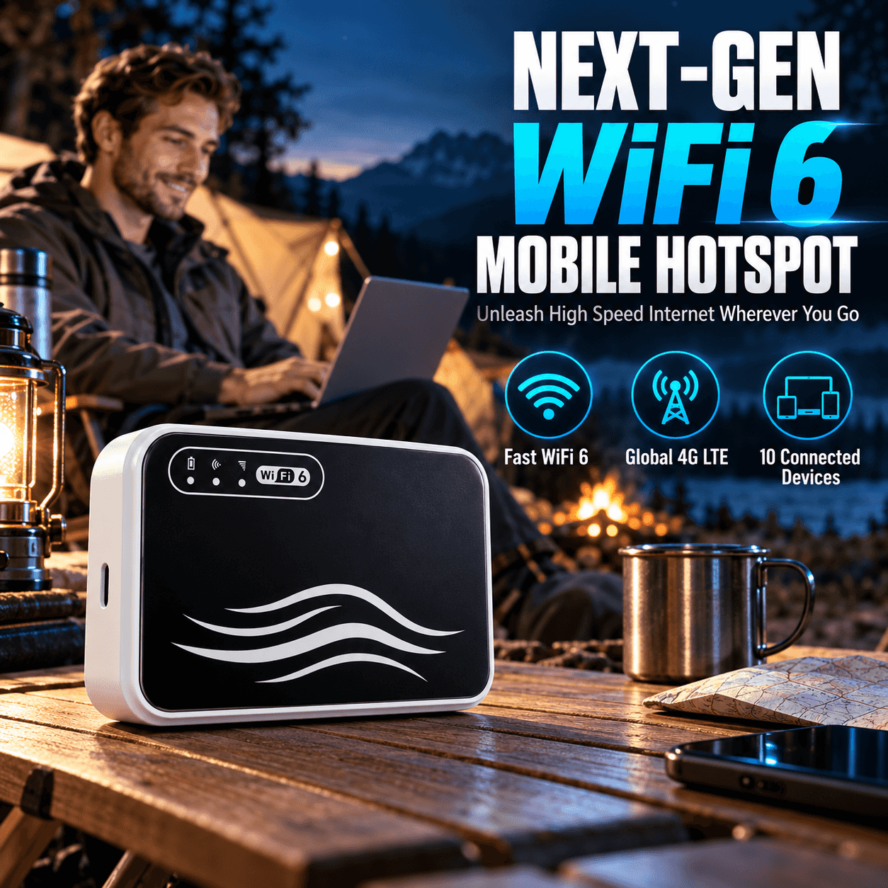 Tragbarer 4G LTE WLAN-Router mit WiFi 6