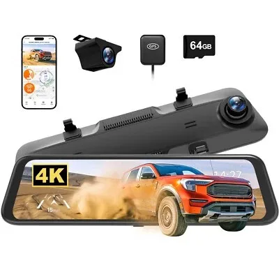 Milerong 10-Inch Mirror Dash Cam Full Screen View