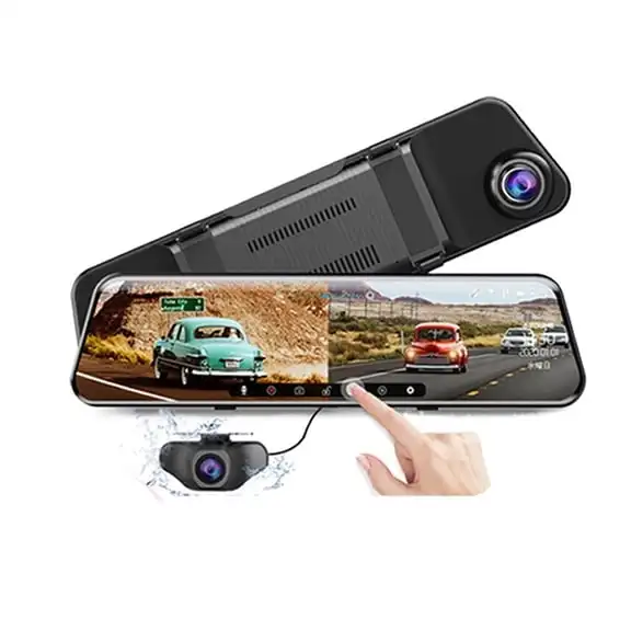 Milerong 10-Inch Mirror Dash Cam Dual Lens Backup Angle