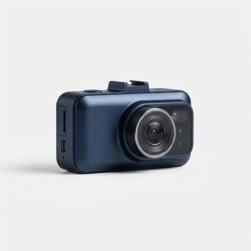 SoftDrive GPS dash cam front with subtle navy finish