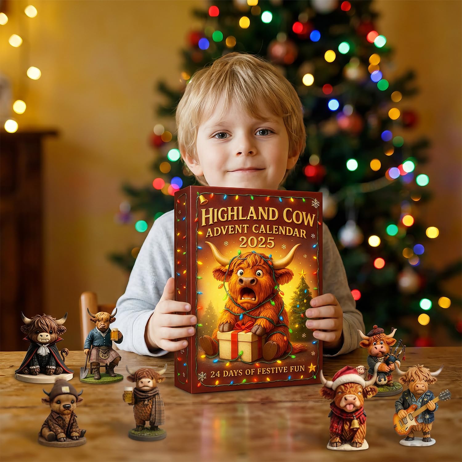 Highland Cow Advent Calendar 2025, 24 Days Countdown Calendars with 24 3D Highland Cow Doll