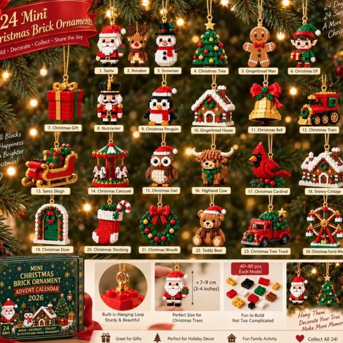24 Day Mini Christmas Brick Ornament Advent Calendar