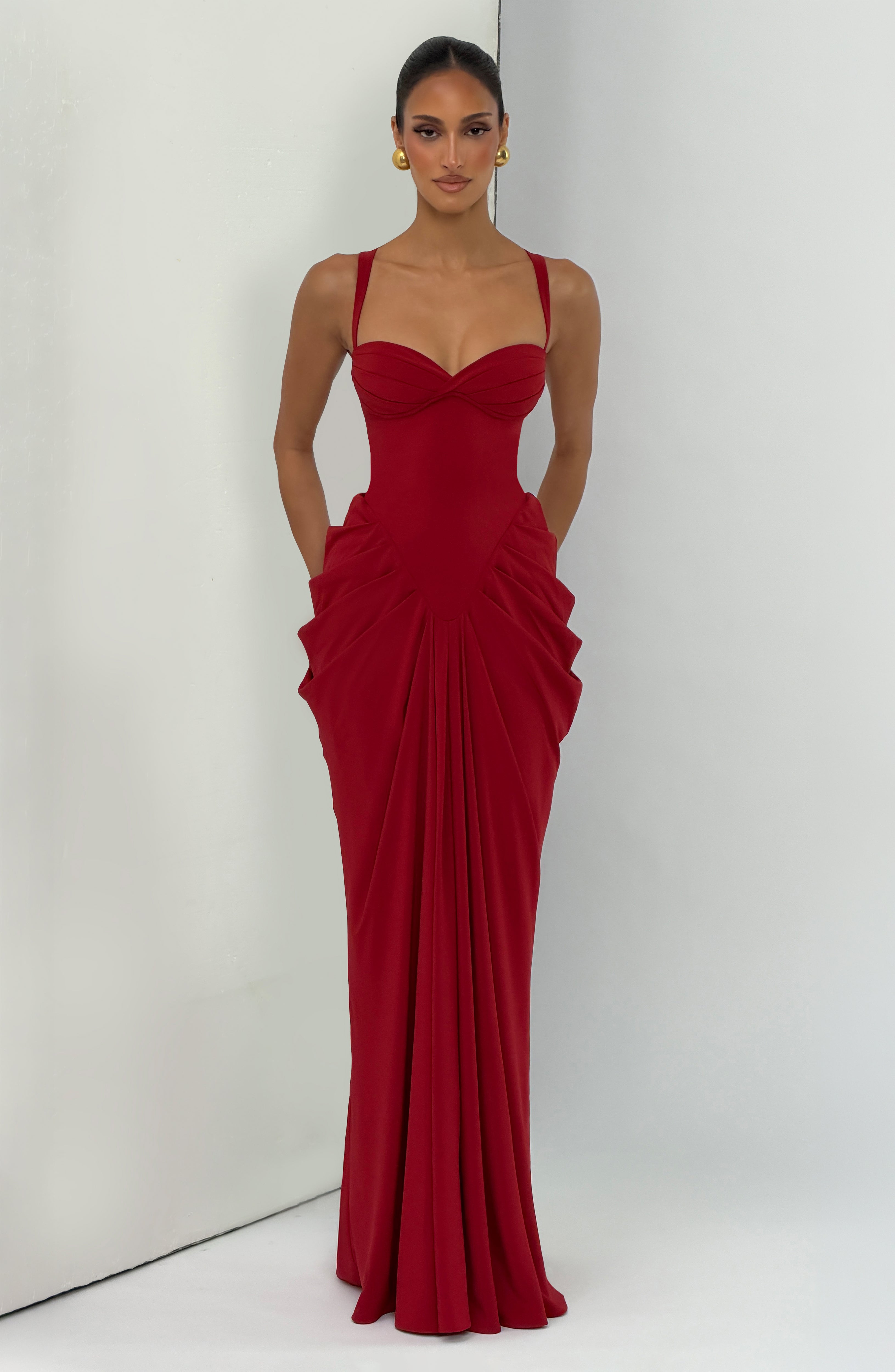 Lucille Maxi Dress - Deep Red – Ansicht 9