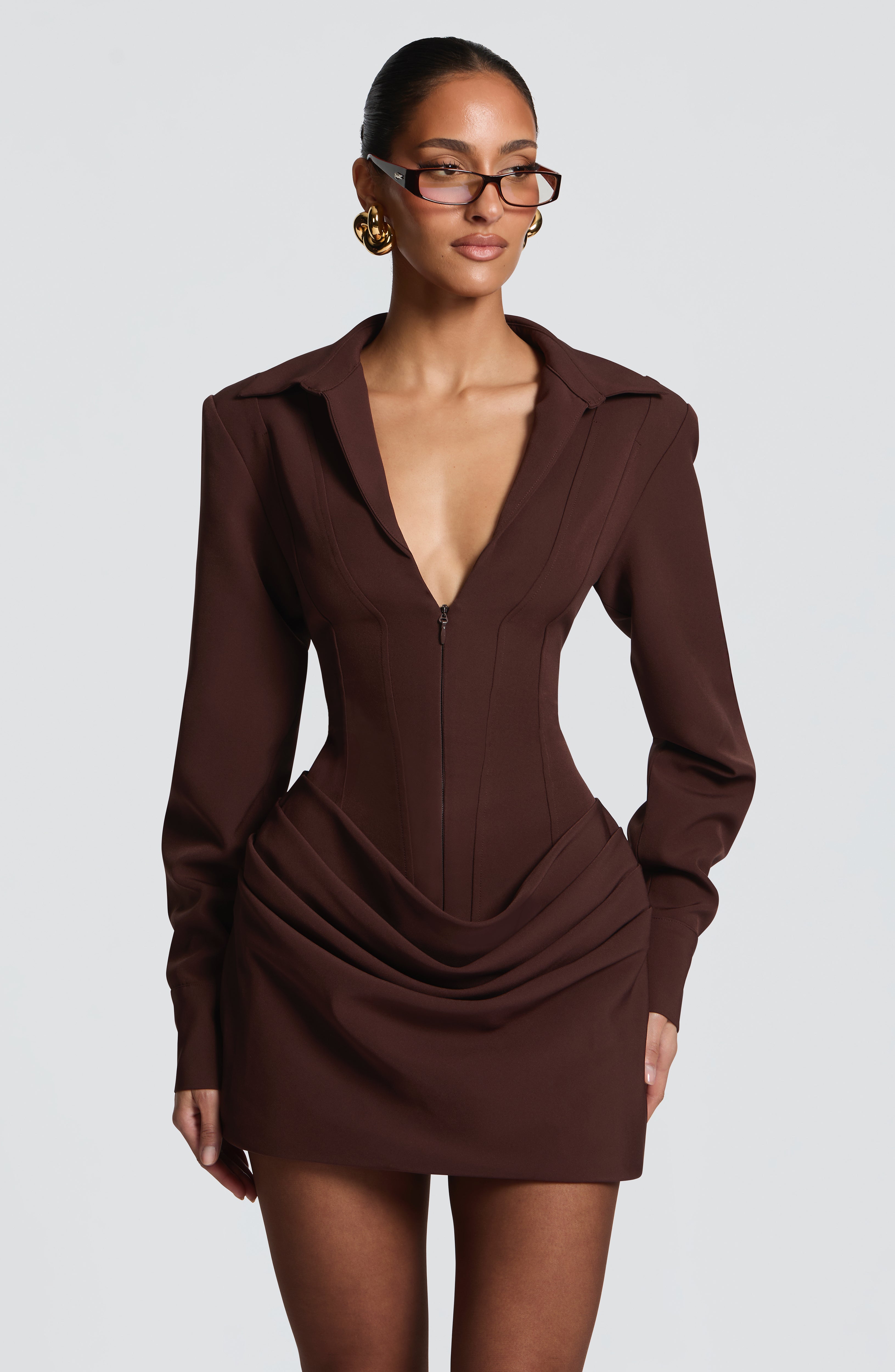 Brietta Mini Dress - Plum Brown – Ansicht 2