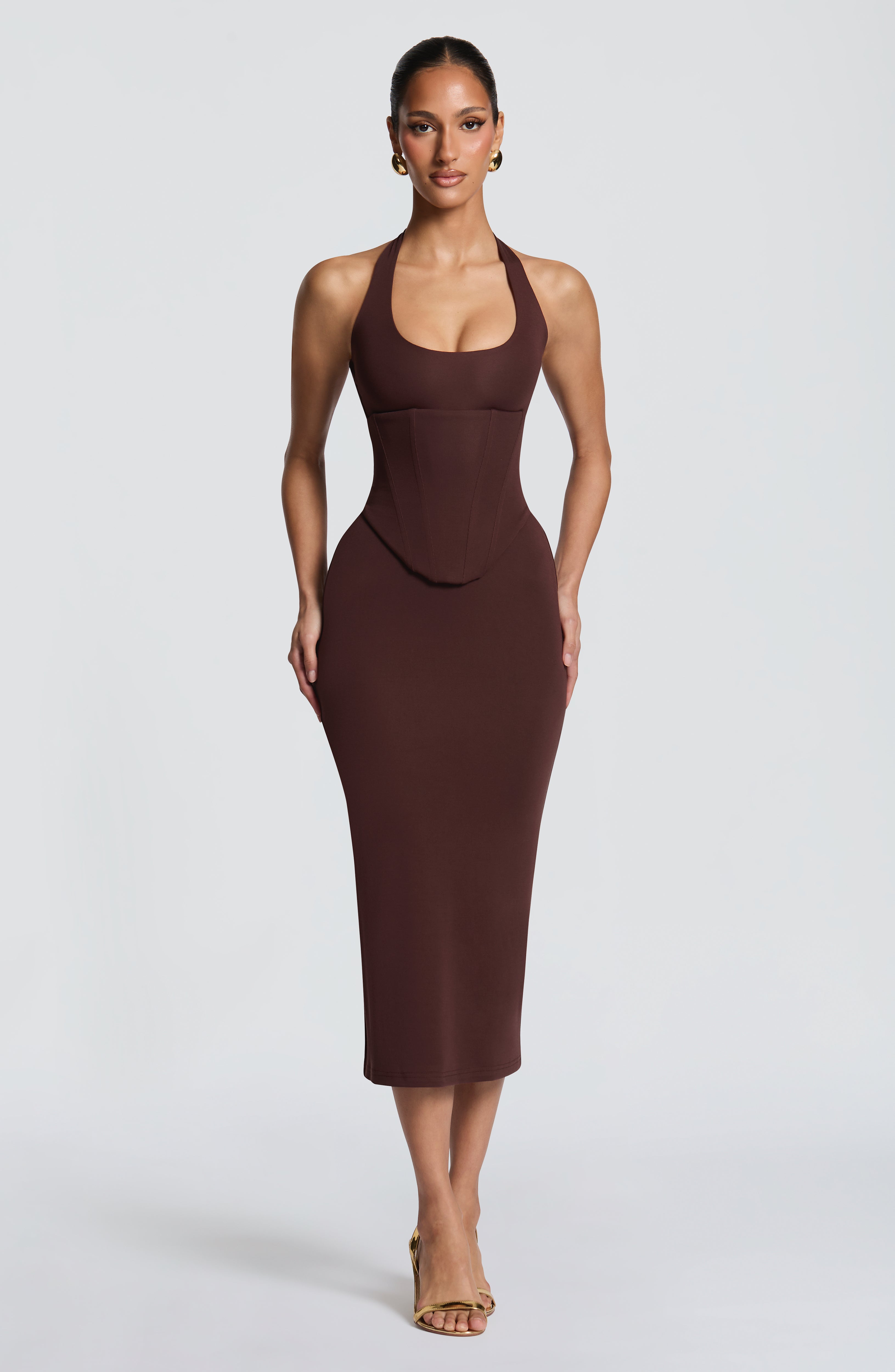 Roberta Midi Dress - Plum Brown – Ansicht 1
