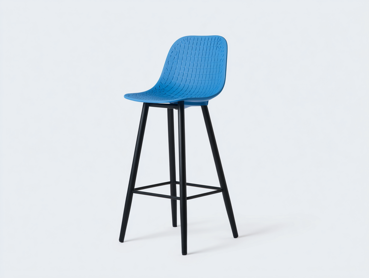 Barhocker-Kunststoff/Metall-47×50×103 cm-Königsblau/Schwarz-Netzschale mit Rückenlehne für die Hausbar-Donaiaroom