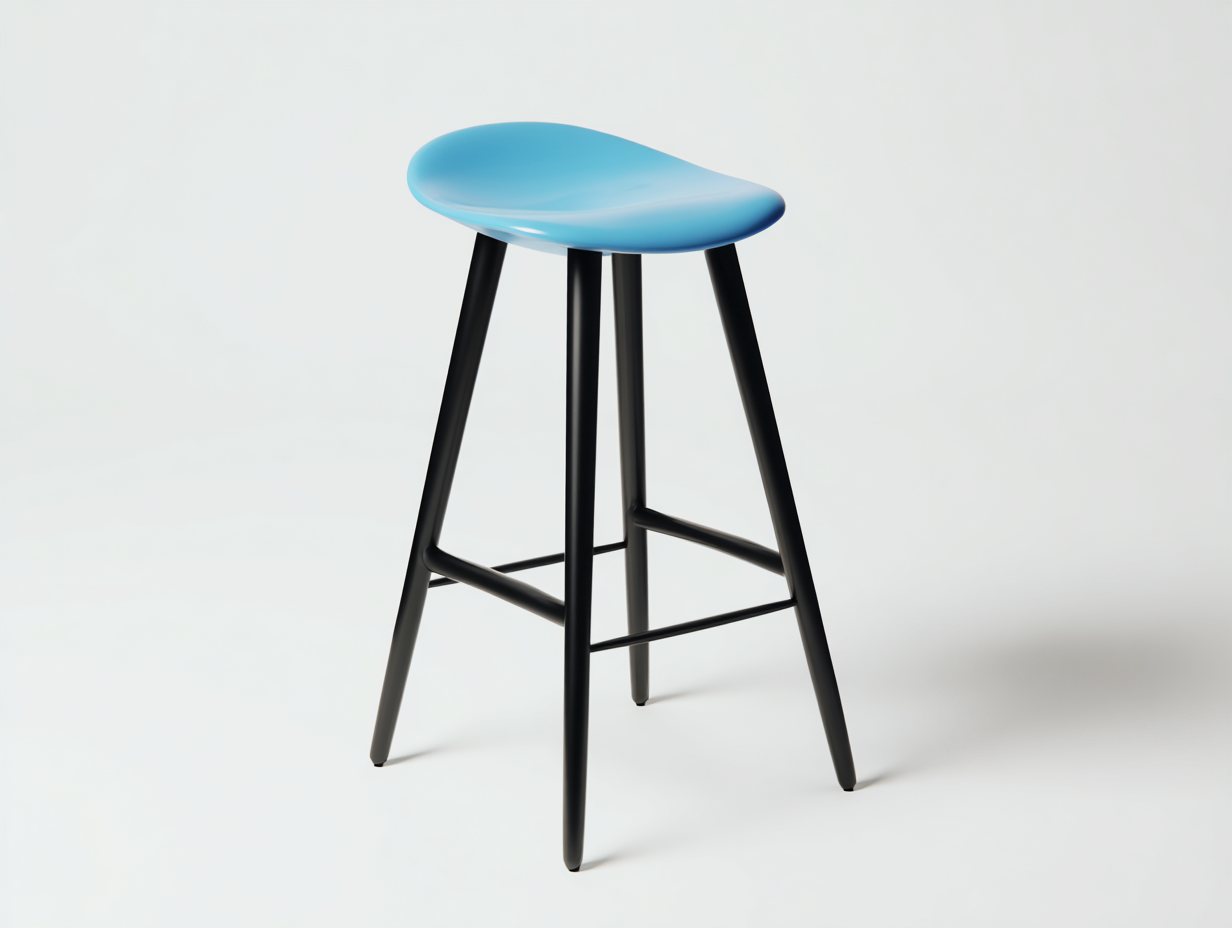 Barhocker-Kunststoff/Metall-45×43×78 cm-Himmelblau/Schwarz-geformter Sitz mit Fußrahmen für die Hausbar-Donaiaroom