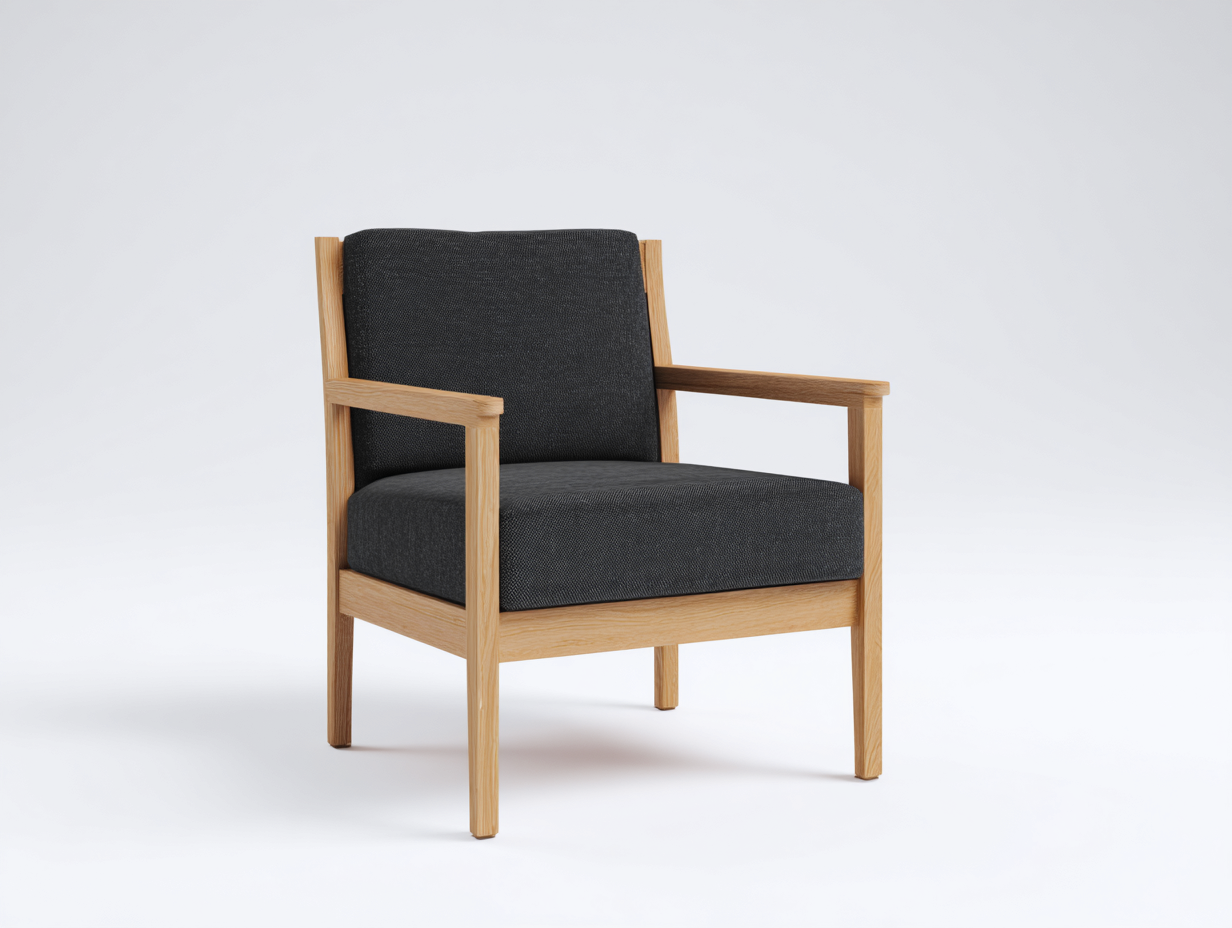 Liegestuhl-Holz/Textil-70×76×88 cm-Hellbraun/Dunkelgrau-hohe Rückenlehne für die überdachte Terrasse-Donaiaroom