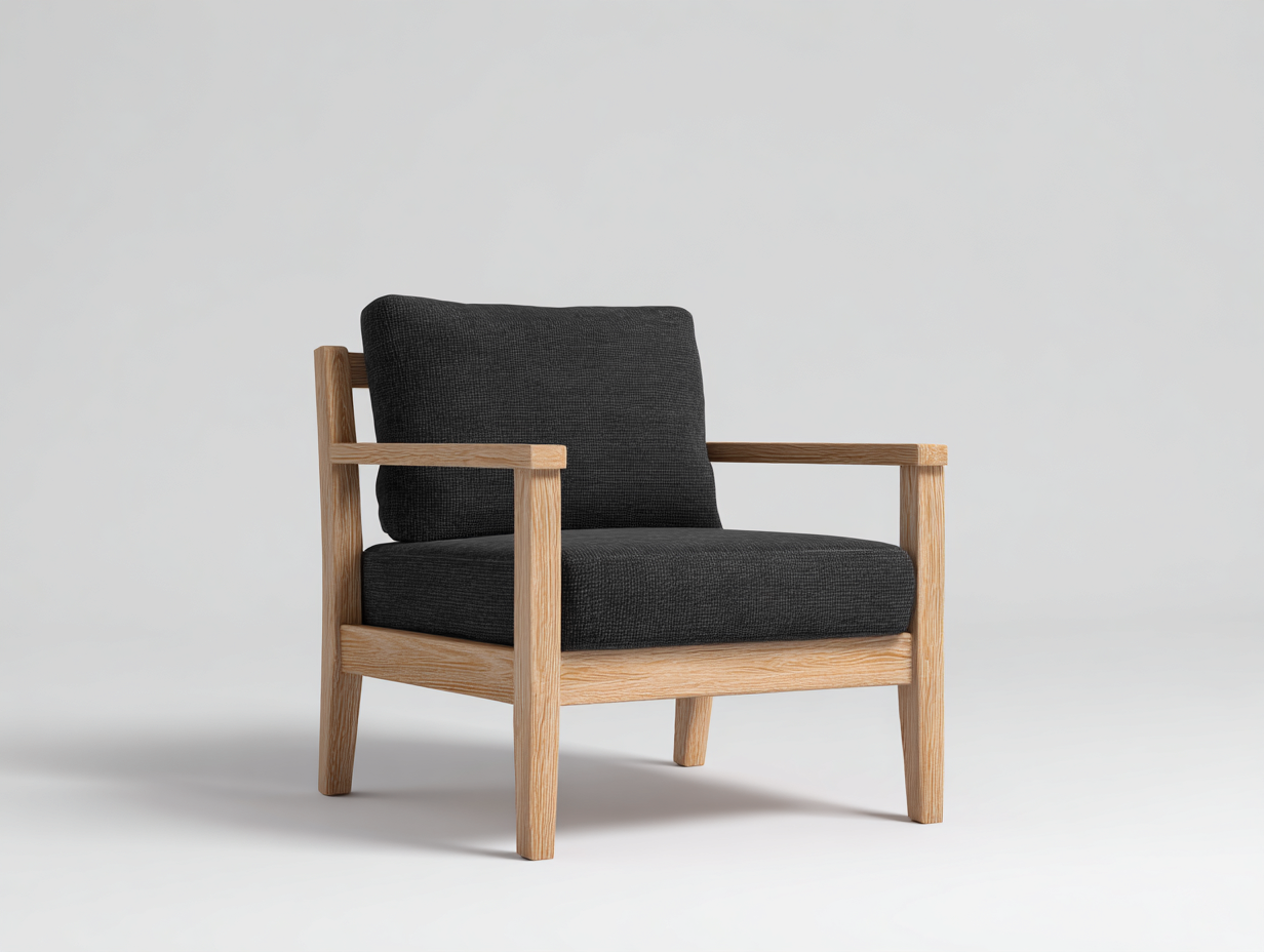 Liegestuhl-Massivholz/Strukturstoff-74×80×84 cm-Eichefarben/Dunkelgrau-geradliniger Rahmen für die Terrasse-Donaiaroom