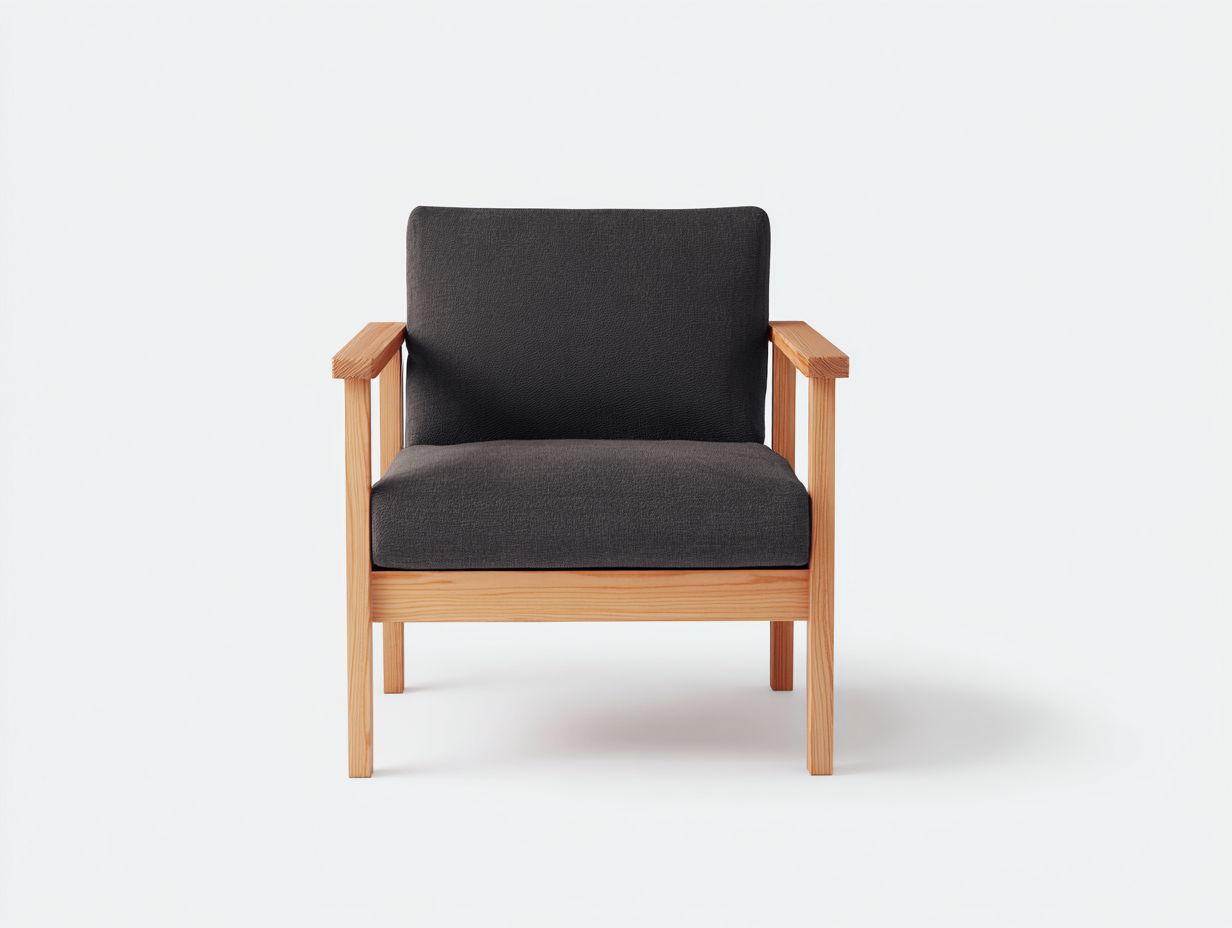 Liegestuhl-Holz-Textil-72×76×82 cm-Naturholz/Dunkelgrau-gepolsterter Terrassensitz-Donaiaroom
